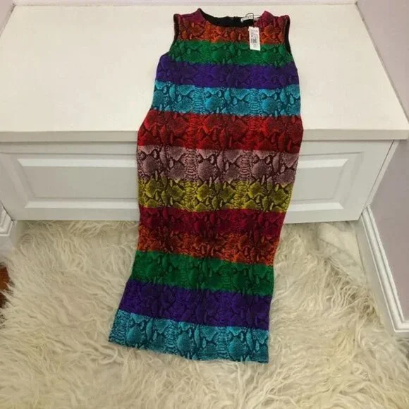 Alice + Olivia Delora Snake Print Stripe Sheath Dress - Picture 10 of 10